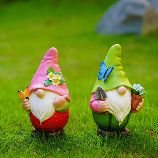 Garden Gnome Duo with LED Glow - Decorative Figurines