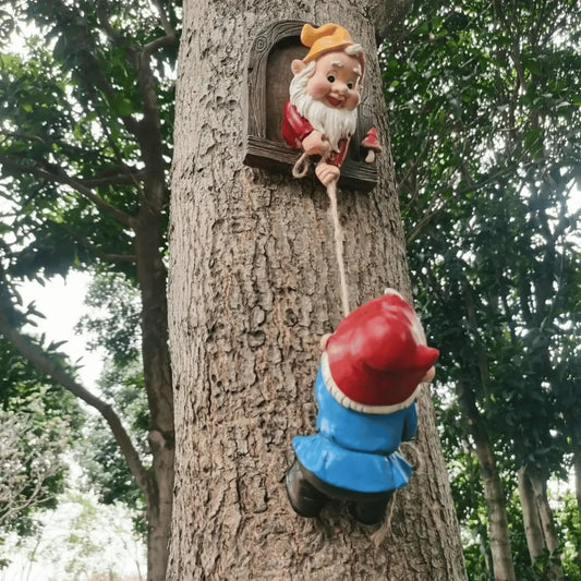 Climbing Gnomes Tree Decor - Whimsical Garden Decoration