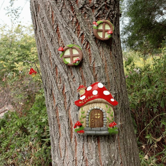 Fairy Tale Mushroom House Set - Decorative Garden Accents