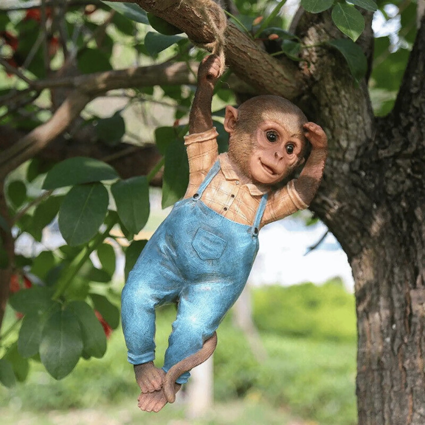 Hanging Monkey Duo Statues - Whimsical Garden Decor