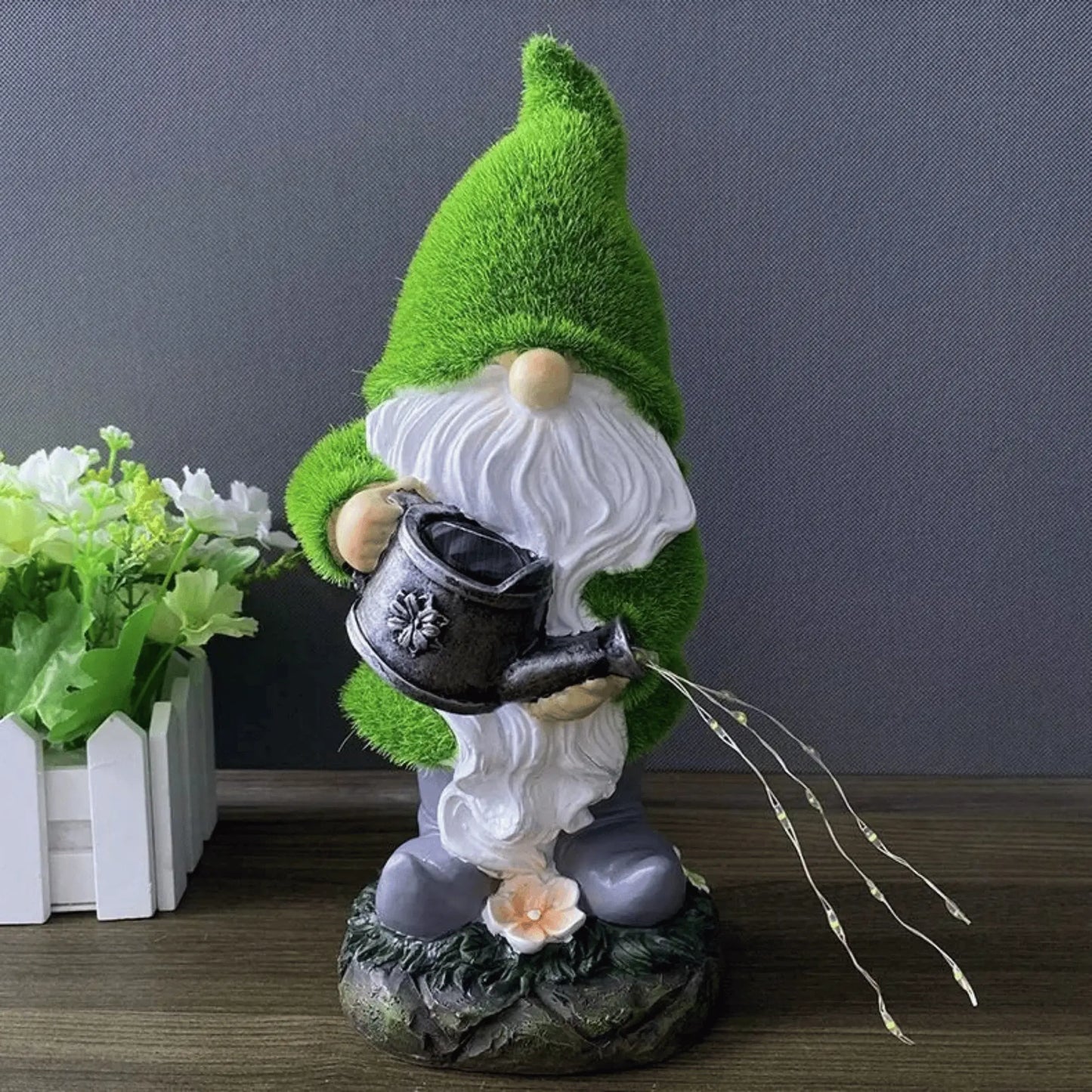 Illuminated Watering Gnome - Garden LED Decor